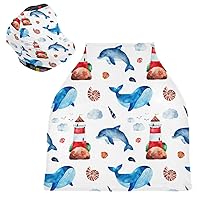 Underwater Whale Dolphin Baby Car Seat Covers - Stroller Cover Nursing and Breastfeeding Covers, Multi-use Carseat Canopy, for Babies and Breastfeeding Mothers