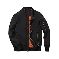 HOOD CREW Men’s Bomber Jacket Lightweight Casual Stylish Spring Fall Windbreaker Zip Up Outwear Coat with Pockets
