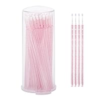G2PLUS Micro Swabs, 400pcs Crystal Disposable Micro Applicators, Pink Cosmetic Micro Brush, Portable Microswabs for Eyelash Extensions with Container (Pink)