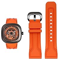 Rubber Watch Band for Men Friday Waterproof Sweat Proof Diesel Watch Chain 28mm Black Orange Watch Accessories (Color : Orange Black, Size : 28mm)