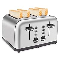 4 Slice Toaster, Extra Wide Slot for Bread, Stainless Steel, 6 Shade Settings, Bagel/Defrost/Cancel with Removal Crumb Tray (30222)
