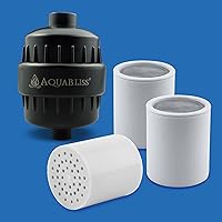 AquaBliss SF100-BK Revitalizing Shower Filter w/ 1 Replaceable Revitalizing Filter Cartridge Inside - Plus 3 Extra SFC100 Filter Cartridges (Exclusive Bundle)