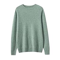Men Autumn/Winter 100% Cashmere Cold Resistant Round Neck Solid Color Pullover Warm Sweater