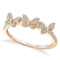 Allurez 14k Gold Diamond-accented Triple Butterfly Ring in (0.15ct)