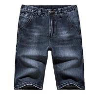 Summer Men Business Denim Shorts Casual Stretch Slim Blue Thin Short Jeans Male