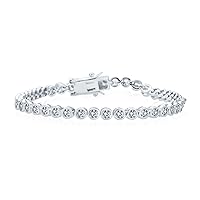 Bling Jewelry Formal Holiday Party Bridal 10CT Black White Alternating Cubic Zirconia Bubble Circle Bezel Solitaire AAA CZ Tennis Bracelet For Women 14K Gold Plated .925 Sterling Silver 7 Inch