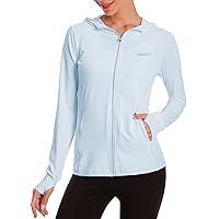 Women's UPF 50+ Sun Protection UV Jacket - Zip Up Hoodie Long Sleeve Hiking Fishing SPF Performance Shirt with Thumbhole