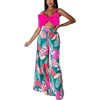 BFFBABY Womens Casual Palazzo Pants High Waist Printed Ruched Loose Flowy Lounge Wide Leg Pants (M-3XL)