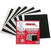 651 Black and White Pack - Adhesive Craft Vinyl for Cricut, Silhouette, Cameo, Craft Cutters, Printers, and Decals - 12