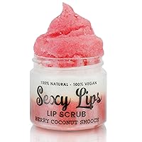 Sexy Lips 100% Natural & Vegan Lip Scrub for Ultra Soft, Kissable Lips (Berry Coconut Smooch)