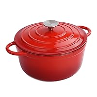 4.5 QT Enameled Cast Iron Dutch Oven with Lid Round Dutch Oven Big Dual Handles Classic Round Pot for Home Baking, Cooking, Red