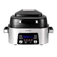 CUCKOO Countertop Air Grill: Air Grill, Air Fry, Roast, Bake & Broil, Easy to Clean, Dishwasher Safe Accessories, Recipe Book Included, Stainless Steel CAFG-A0601S