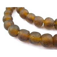 TheBeadChest African Recycled Glass Beads, Strand, for Jewelry Making, Home Decor, Handmade in Ghana (11mm, Root Beer Brown)