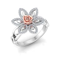 Solitaire Ring Flower Shape Ring For Women And Girls And Girls In 14k Solid Gold Ring Diamond Size 1.00 MM Diamond Weight 0.336 CTW Gold Weight 5.751 GM