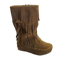 Fringe Boots Girls Faux Suede Candice Tan