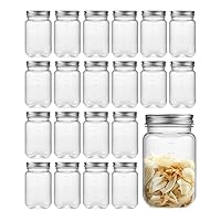 Clear Mason Jars 16 Ounce Plastic Storage Containers with Silver Screw-On Airtight Lids 20 Pack Plastic Jars,BPA Free