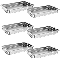 6 Pack Full Size Hotel Pan, NSF Certified with Handle & Lid Stainless Steel 4 Inch Deep Anti-Jamming Steam Table Pan for Party, Restaurant, Hotel