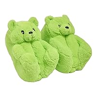 Teddy bear slippers (GREEN, US Footwear Size System, Adult, Women, Alpha, Wide, One Size)