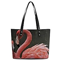 Womens Handbag Flamingo Pink Animal Leather Tote Bag Top Handle Satchel Bags For Lady