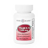GeriCare Vitamin B-12 1000mcg High Potency Tablets, Dietary Supplement 100 Count (Pack of 1)