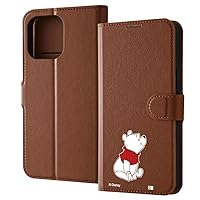 Inglem iPhone 15 Pro Max Case, Disney Notebook-Type Leather Case, Simple, Magnet, Winnie The Pooh, Sitting