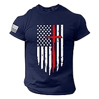 USA Shirts American Flag Cut Off Shirt Men Muscle Shirts Work Men Collared Shirts Short Sleeve Black Crewneck Shirt