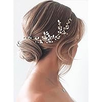 JAKAWIN Bride Crystal Wedding Hair Vine Silver Bridal Hair Piece Rhinestone Hair Accessories for Women and Girls HV113 (A Gold)