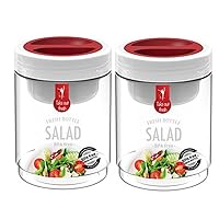 Salad Bottle Jar Set of 2 with Salad Sauce Dressing Case Leak Proof BPA Free 750ml