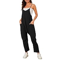 Womens Jumpsuits Casual Summer Sleeveless Adjustable Spaghetti Strap Shorts Romper Overalls with Pockets