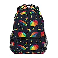 ALAZA Rainbow Umbrellas Dark Backpack for Women Men,Travel Trip Casual Daypack College Bookbag Laptop Bag Work Business Shoulder Bag Fit for 14 Inch Laptop