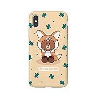 LINE FRIENDS KCL-DFB001 iPhone Xs/X Case, Jungle Brown, Fox iPhone Cover, 5.8 Inch