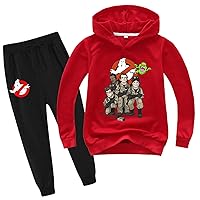 Unisex Girls Boys Ghostbusters Pullover Hoodies and Long Pants Set,Casual Hooded Sweat Suit for Kids