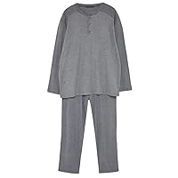 Men's Plain Long Sleeve Homewear Regular Plus Size Pajama Set