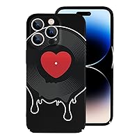 Melted Vinyl Record with Heart Compatible with iPhone 14 Pro Max Phone Cases Funny Graphic Protection Cover for Men Women