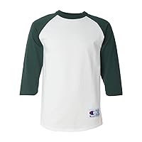 Champion Men's Raglan Baseball T-Shirt_White/Dark Green_L