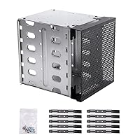 4 Bay 2.5 inch SATA HDD SSD Hot Swap Cage for External 5.25 inch Bay,  Stainless Steel Hard Drive Cage, HDD SSD Mobile Rack Compatible 9.5mm  12.5mm
