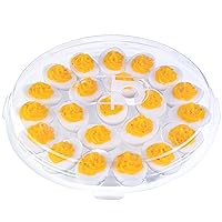 HANSGO Deviled Egg Platter With Lid - Portable Egg Carrier and Tray With 22 Slots For Parties and Home Kitchen