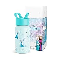 Simple Modern Disney Frozen Elsa Kids Water Bottle with Straw Lid| Reusable Insulated Stainless Steel Cup for Girls, School | Summit Collection | 14oz, Frozen Elsa's Snowflake