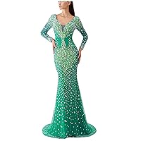 Tsbridal Beaded Mermaid Prom Dresses Sleeveless Evening Formal Party Dress