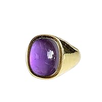 Generic AA Amethyst Signet Ring, Man African Amethyst Ring, 14K Gold Micron Plated Ring, Wedding Rings for Man, Pinky Statement Band Ring, Purple