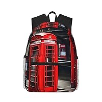 Red Phone Booth London Streetwaterproof High School Bookbag,Lightweight Casual Travel Daypack,College Backpack Men