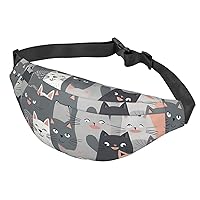 Fanny Pack For Men Women Casual Belt Bag Waterproof Waist Bag Cute Funny Grey Cats Pattern Running Waist Pack For Travel Sports