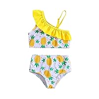 Girls Bikini 11 12 Summer Toddler Girls Pineapple Printed Ruffles Two Piece Swimwear Swimsuit Toddler Swim Suit