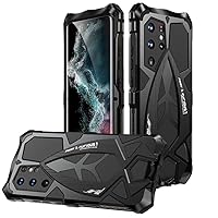 Compatible for Samsung Galaxy S22 Ultra 5G Case Aluminium Metal Built-in Soft Rubber Shockproof Military Grade 360 Degrees Protective Cover - Black