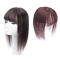 Straight Human Hair Toppers with Bangs Thicken Forehead Topper Hairpiece for Women, 12
