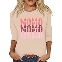 Women's Mother's Day 3/4 Sleeve Mother Holiday Printed Shirt Casual Top 2024 Trendy Blouse T-Shirt Tees