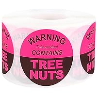 Warning This Product Contains Tree Nuts Labels 1.5 Inch 500 Total Stickers