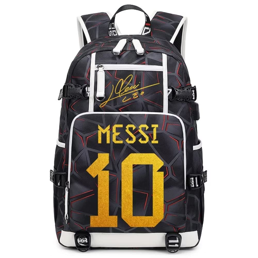ELFJE Soccer Player M-essi Individualized Laser Mechanical Laptop Multifunction Backpack Travel Daypack Fans Bag