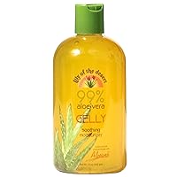 Lily Of The Desert Gelly Moisturizer - 99% Organic Aloe Vera Gel for Skin, After Sun Care with Aloe, Vitamin E Oil, and Vitamin C for Sunburn Relief, 12 Fl Oz