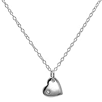 jewellerybox Sterling Silver 18 Inch Belcher Chain Heart Necklace with CZ Crystal